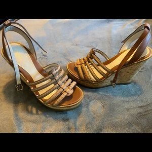 Aldo brown strappy wedge sandals